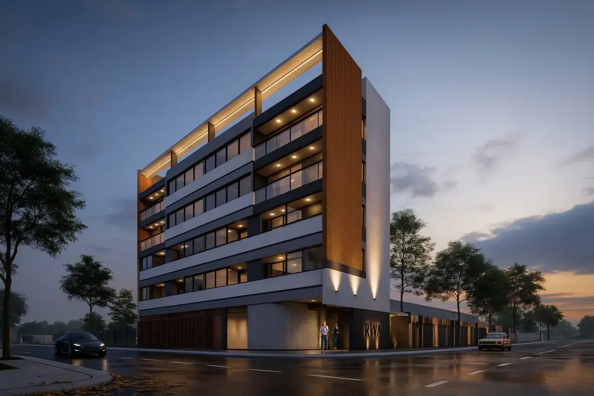 Render de Edificio Riva, 1.387 m² documentados en BIM por BIMARG.